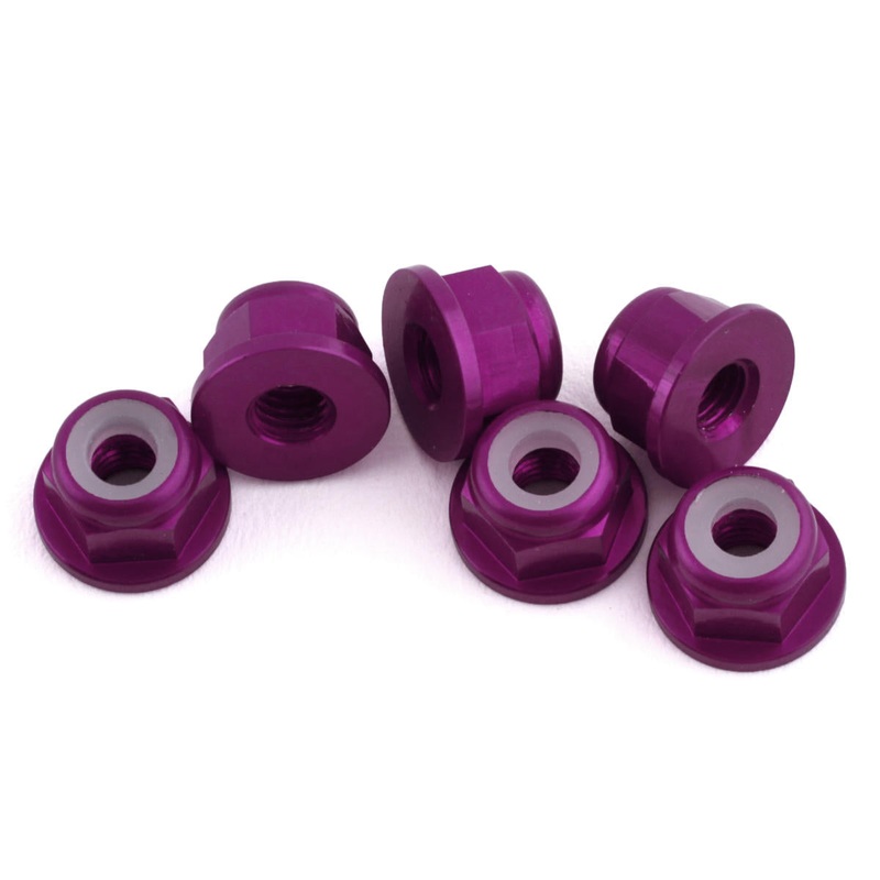 1 UP 870303 3mm Aluminum Flanged Locknuts (Purple) (6)
