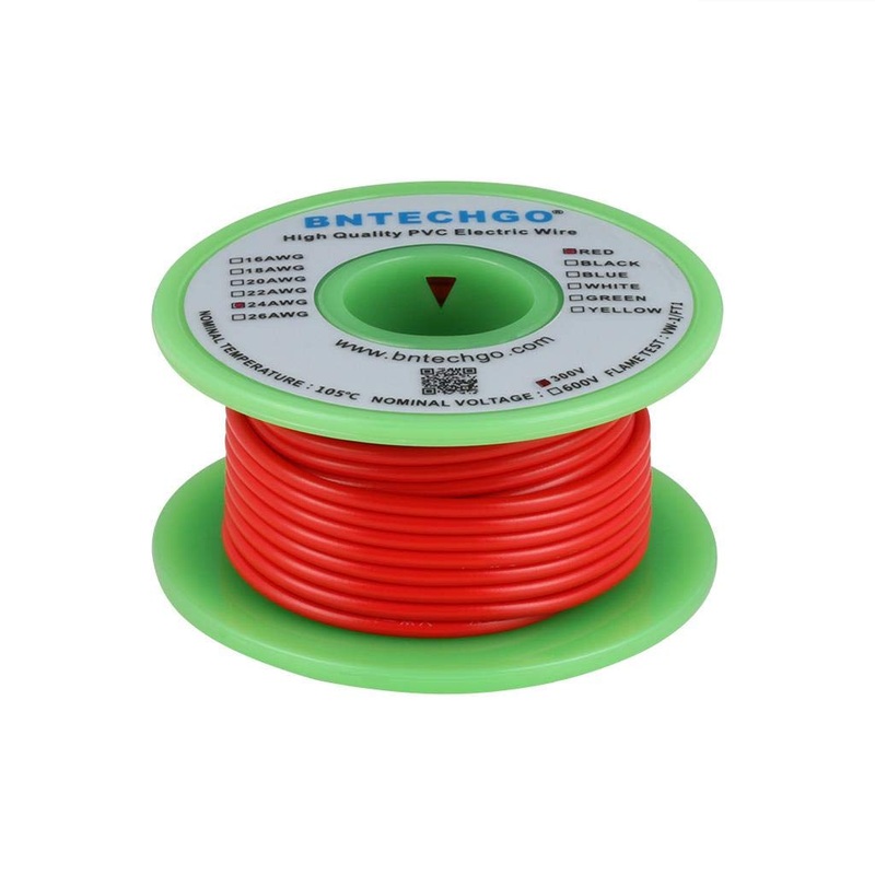 THRC 24awg  1007 Electric wire 24 Gauge PVC 1007 Wire Solid Wire Hook Up Wire 300V Solid Tinned Copper Wire Red 25 ft Per Reel Wire Spool  SOLD PER FOOT