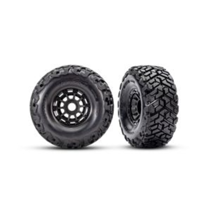 TRAXXAS 10272 Tires & wheels, assembled, glued, left (1), right (1) (black wheels, Maxx Slash belted tires, foam inserts) (17mm splined) (TSM rated)