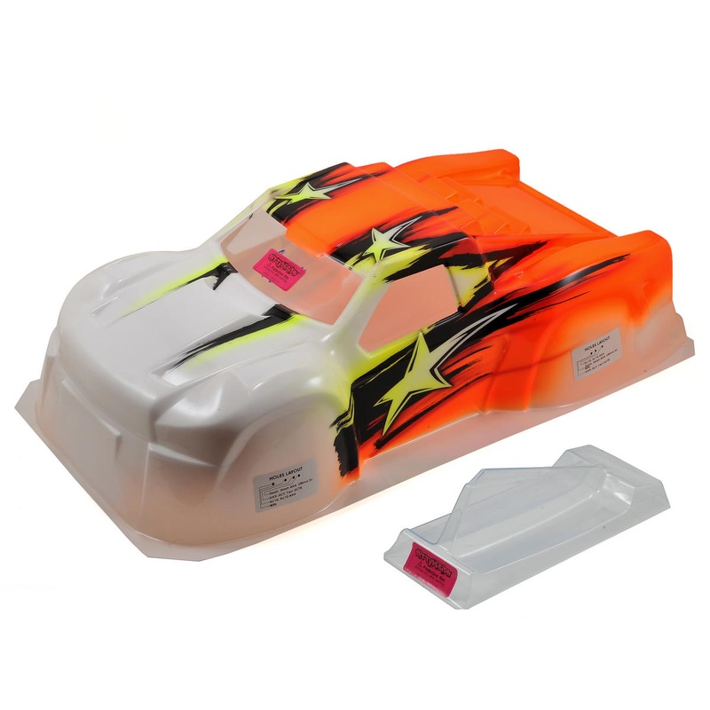 BITTYDESIGN BDSC-BLHK-STRO LEXAN BODY "Black Hawk" 1/10 Pre-Painted Short Course Body (Star/Orange)