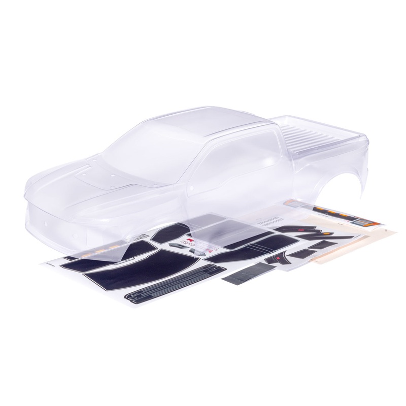 TRAXXAS 10111 Body, Ford Raptor R (clear, requires painting)/ window masks/ decal sheets
