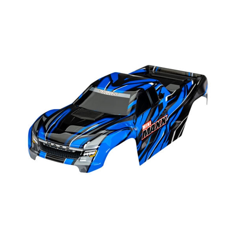 TRAXXAS 10711-BLUE Body, Mini Maxx, blue (painted, decals applied)