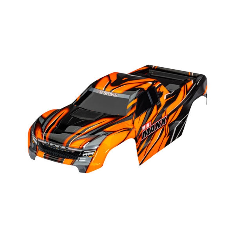 TRAXXAS 10711-ORANGE Body, Mini Maxx, orange (painted, decals applied)