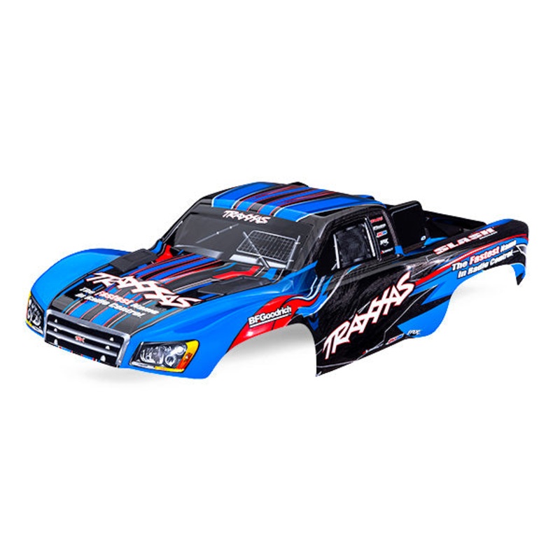 TRAXXAS 5924-BLUE Body, Slash 2WD (also fits Slash VXL & Slash 4X4), blue (painted, decals applied) (assembled with front & rear latches for clipless mounting)