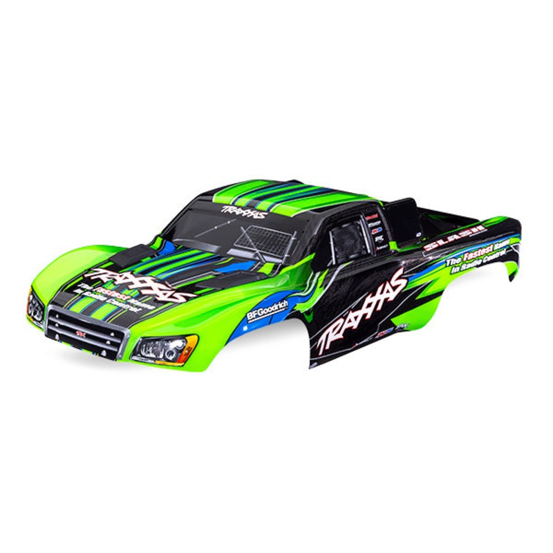 TRAXXAS 5924-GRN Body, Slash 2WD (also fits Slash VXL & Slash 4X4), green (painted, decals applied) (assembled with front & rear latches for clipless mounting)