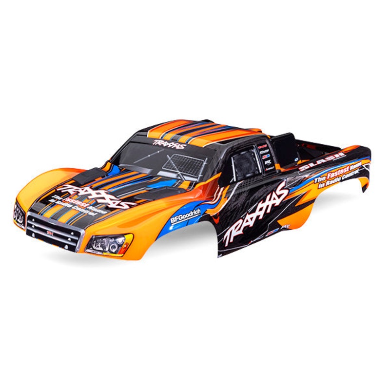 TRAXXAS 5924-ORNG Body, Slash 2WD (also fits Slash VXL & Slash 4X4), orange (painted, decals applied) (assembled with front & rear latches for clipless mounting)