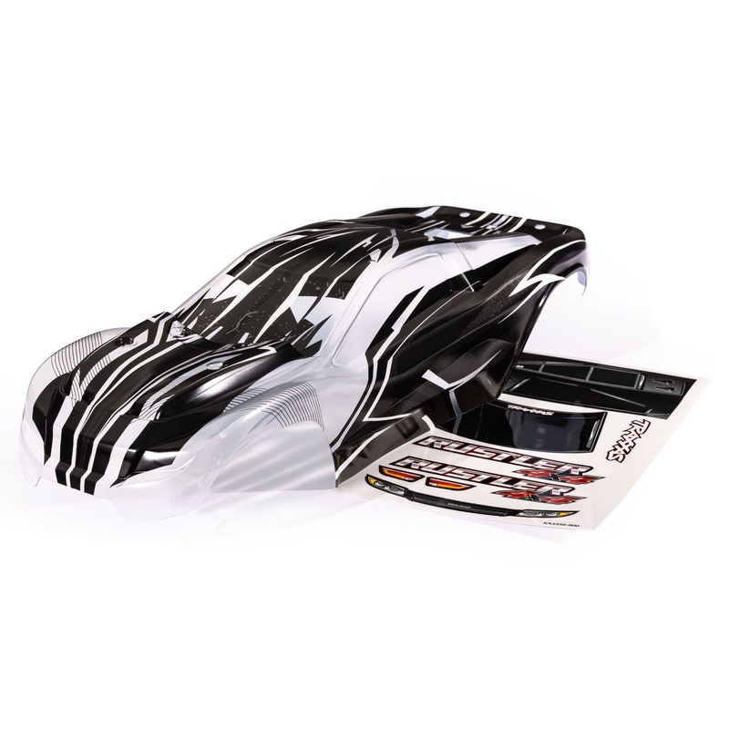 TRAXXAS 6734L Body, Rustler 4X4, ProGraphix (graphics are printed, requires paint & final color application)/ decal sheet