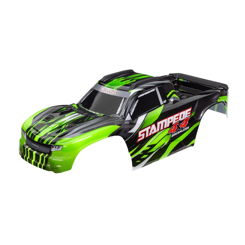 TRAXXAS 6762G Body, Stampede 4X4 Brushless, green (painted, decals applied) (assembled with front & rear body mounts and rear body support for clipless mounting)