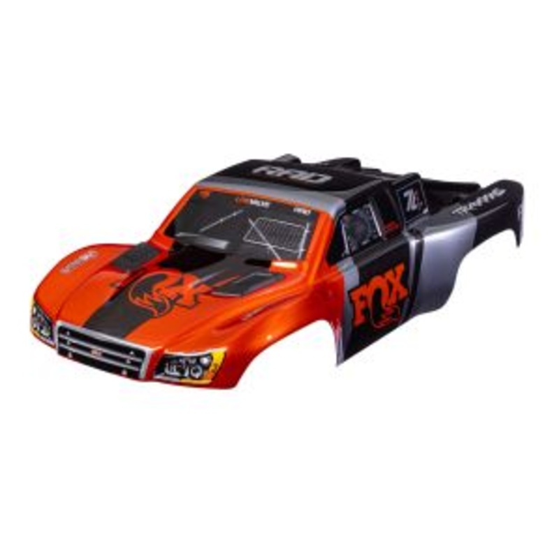 TRAXXAS 6849-FOX Body, Slash VXL 2WD (also fits Slash 4X4), Fox Edition (painted, decals applied) (assembled with front & rear latches for clipless mounting)