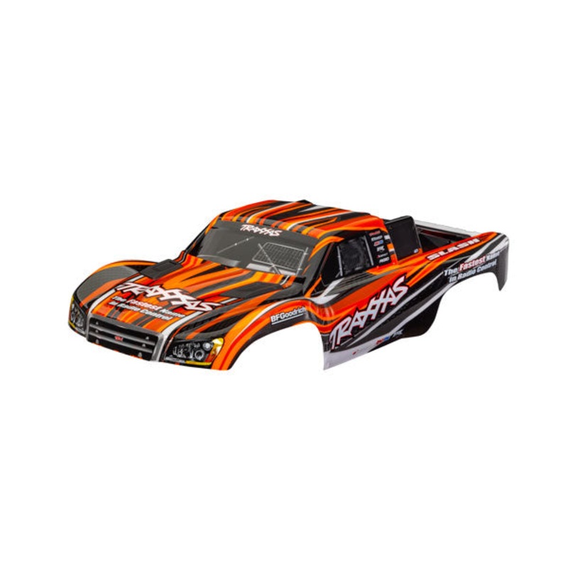 TRAXXAS 6910-ORNG Body, Slash 4X4 (also fits Slash VXL & Slash 2WD), orange (painted, decals applied) (assembled with front & rear latches for clipless mounting)