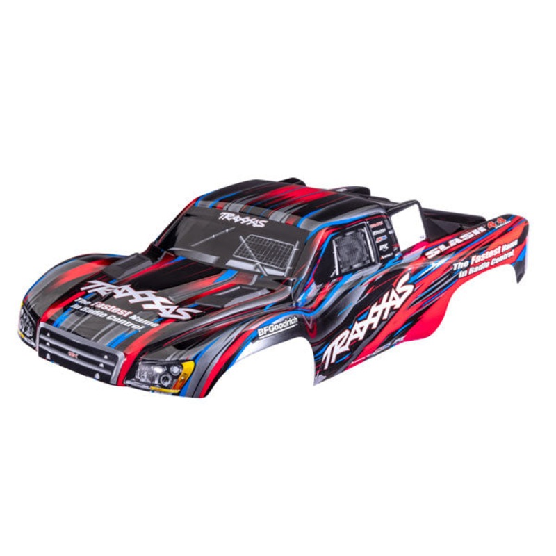 TRAXXAS 6932-RED Body, Slash 4X4, red (painted, decals applied) (assembled with front & rear body mount latches for clipless mounting)