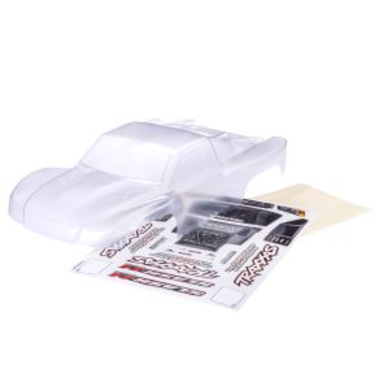 TRAXXAS 6965 Body, Slash 4X4 (also fits Slash VXL & Slash 2WD) (clear, requires painting)/ window masks/ decal sheet (requires #6967 latches and #6966 latch mounts for clipless mounting)