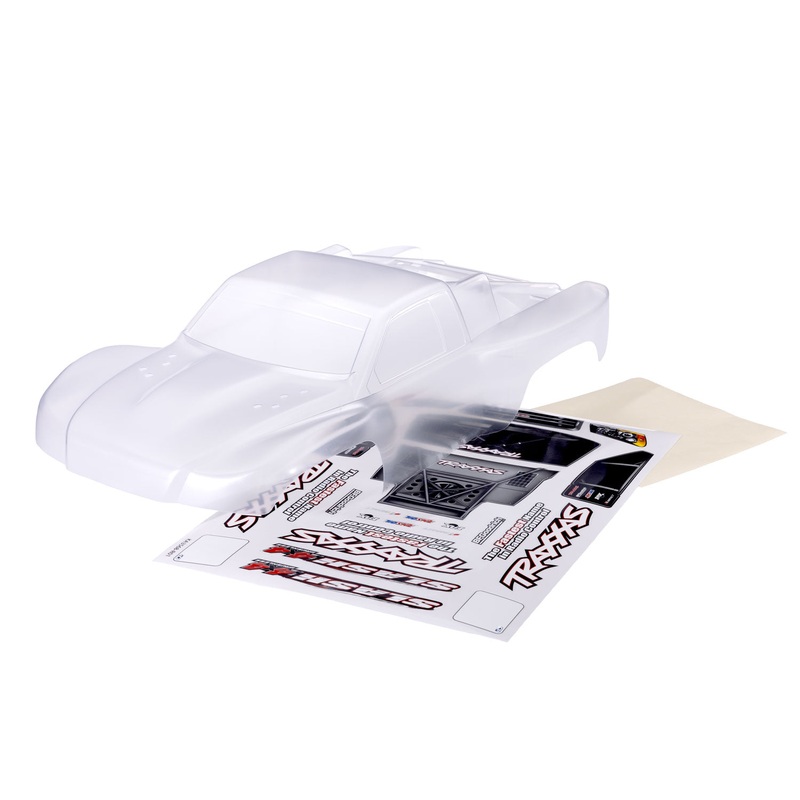 TRAXXAS 6965R  Body, Slash 4X4, heavy duty (also fits Slash VXL & Slash 2WD) (clear, requires painting)/ window masks/ decal sheet (requires #6967 latches and #6966 latch mounts for clipless mounting)