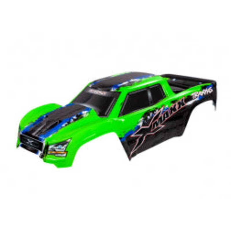 TRAXXAS 7811G Body, X-Maxx, green (painted, decals applied) (assembled with front & rear body mounts, rear body support, and tailgate protector)