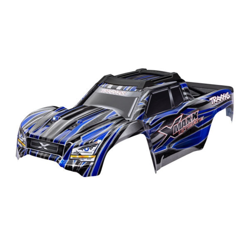 TRAXXAS 7868-BLUE Body, X-Maxx Ultimate, blue (painted, decals applied) (assembled with front & rear body mounts, rear body support, roof skid plate, and tailgate protector)