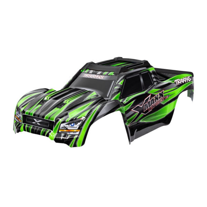 TRAXXAS 7868-GRN  Body, X-Maxx Ultimate, green (painted, decals applied) (assembled with front & rear body mounts, rear body support, roof skid plate, and tailgate protector)
