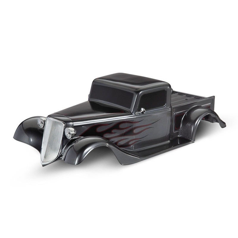 TRAXXAS 9335X Body, Factory Five '35 Hot Rod Truck, complete (graphite) (painted, decals applied) (includes front grille, side mirrors, headlights, tail lights, foam pads)