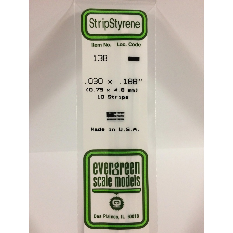 EVERGREEN 138 138- .030" X .188" Strip