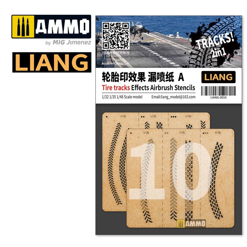LIANG - Tire Tracks Effects Airbrush Stencils A
