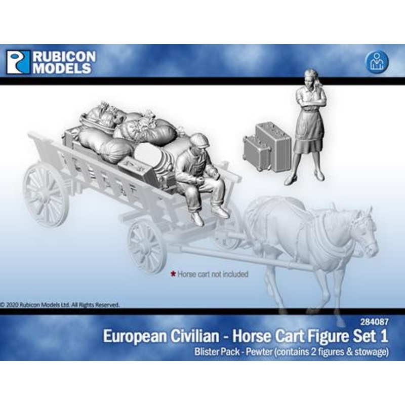 Rubicon Models - 1/56 European Civilians - Horse Cart Figure Set 1