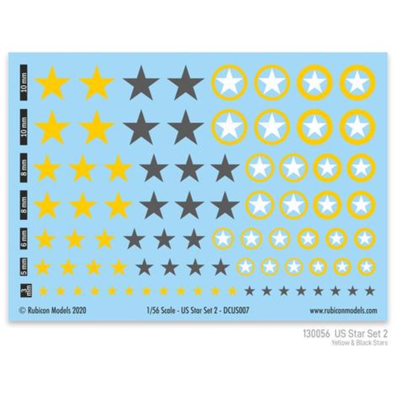 Rubicon Models - 1/56 US Star Set 2 (Yellow & Dark Grey US Star)