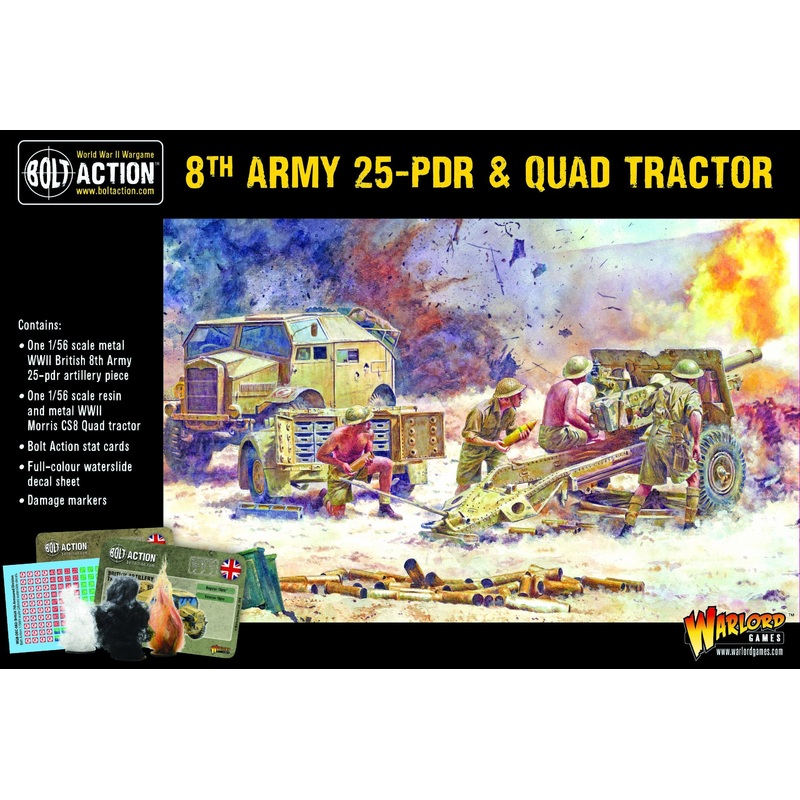 Warlord - Bolt Action  8th Army 25 Pounder Light Artillery - Quad & Limber
