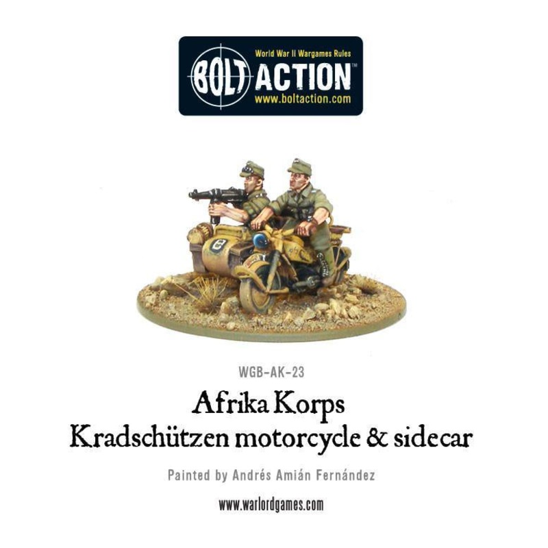Warlord - Bolt Action  Afrika Korps Kradschutzen motorcycle and sidecar