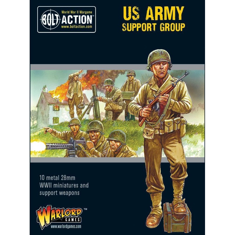 Warlord - Bolt Action  US Army Support Group (HQ & Mortar & MMG)