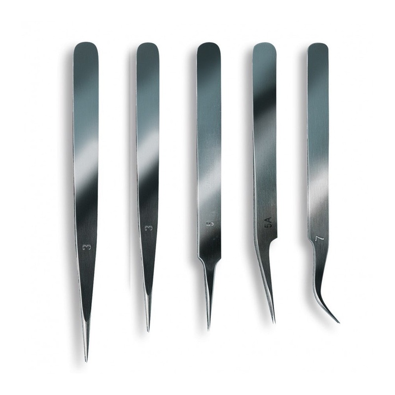 Artesania - 5 Assorted Stainless Steel Tweezers w/Fine Point