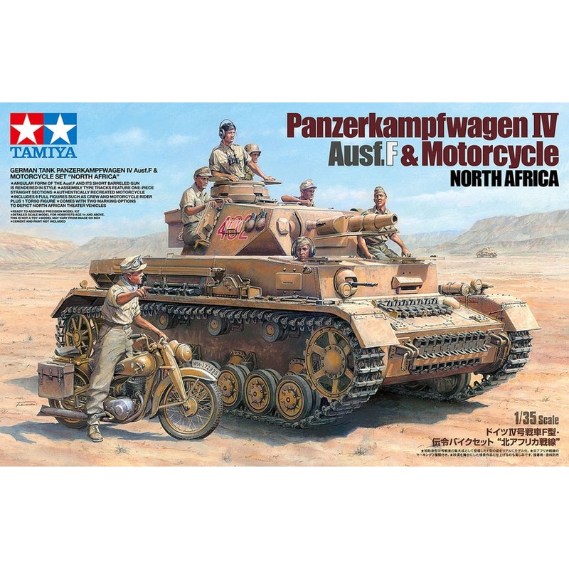 Tamiya - 1/35 German PZKW IV Ausf.F & Motorcycle Set
