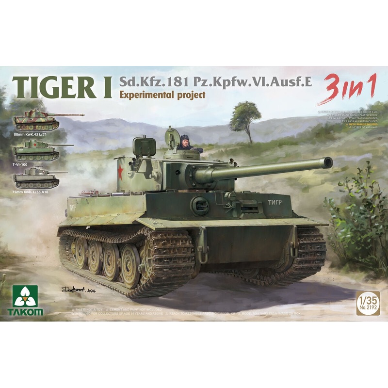 Takom - 1/35 Sd.Kfz.181 Pz.Kfw.VI.Ausf.E Tiger I - Experimental Project (3 in 1)