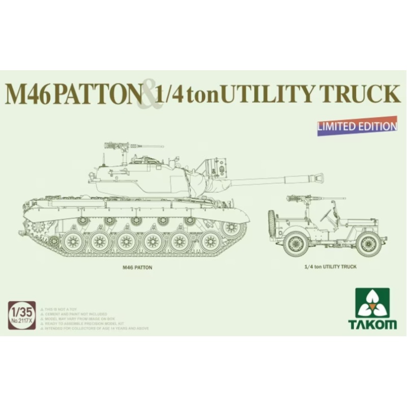 Takom - 1/35 US Medium Tank M46 Patton + 1/4ton Utility Truck