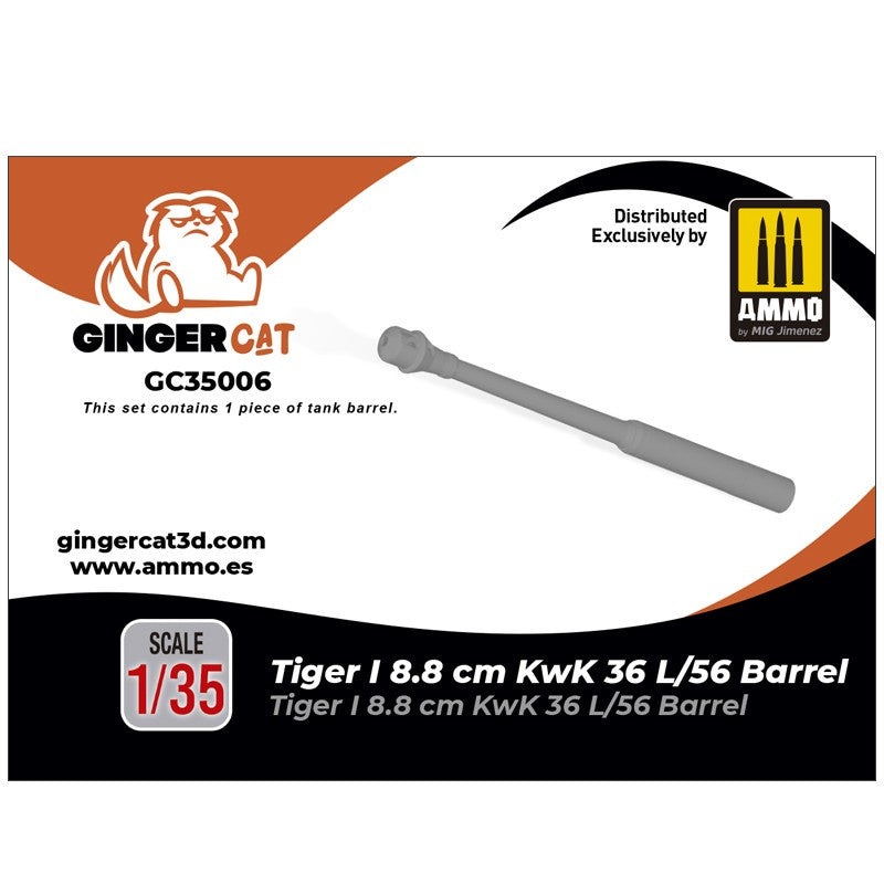 Gingercat - 1/35 Tiger I 8.8 cm KwK 36 L/56 Barrel (1pcs)