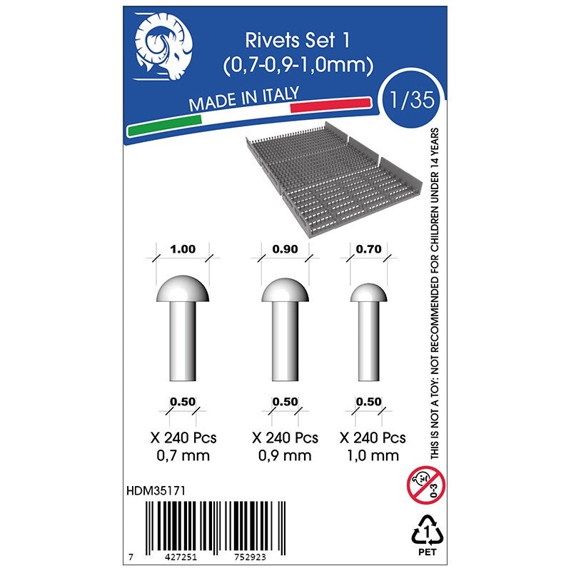 HD Models - 1/35 Rivets 0,7 - 0,9 - 1 mm (Set 1)