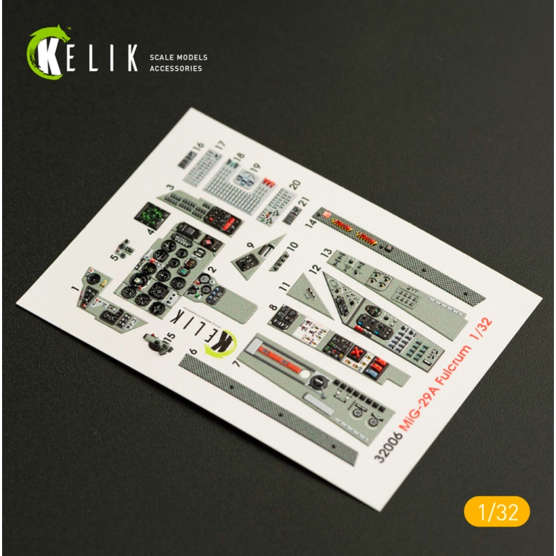 Kelik - 1/32 MiG-29A (9-12) "Fulcrum" Interior 3D Decals (for Trumpeter kit)