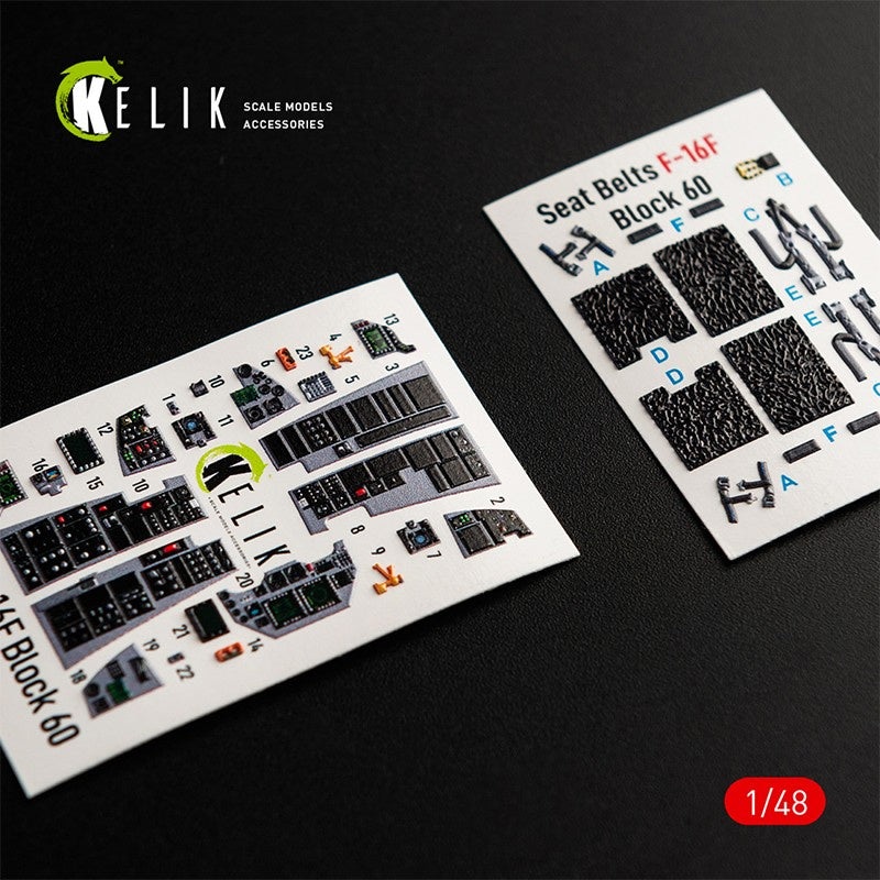 Kelik - 1/48 F-16F Desert Vipers Block 60  interior 3D decals (for Kinetic kit)