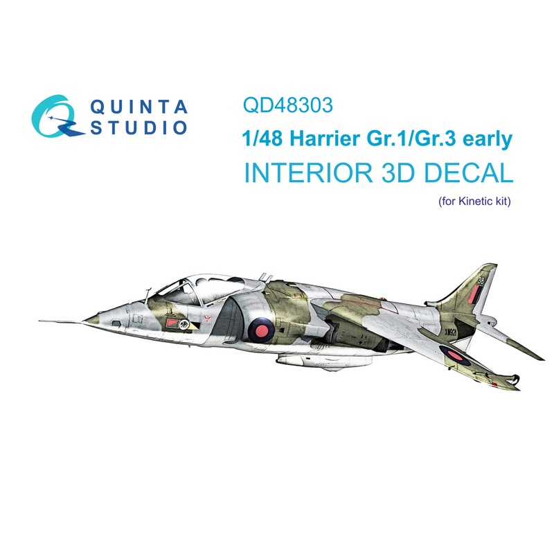 Quinta Studio QD48303 - 1/48 Harrier Gr.1/Gr.3 Early 3D-Printed & Coloured Interior (for Kinetic kit)
