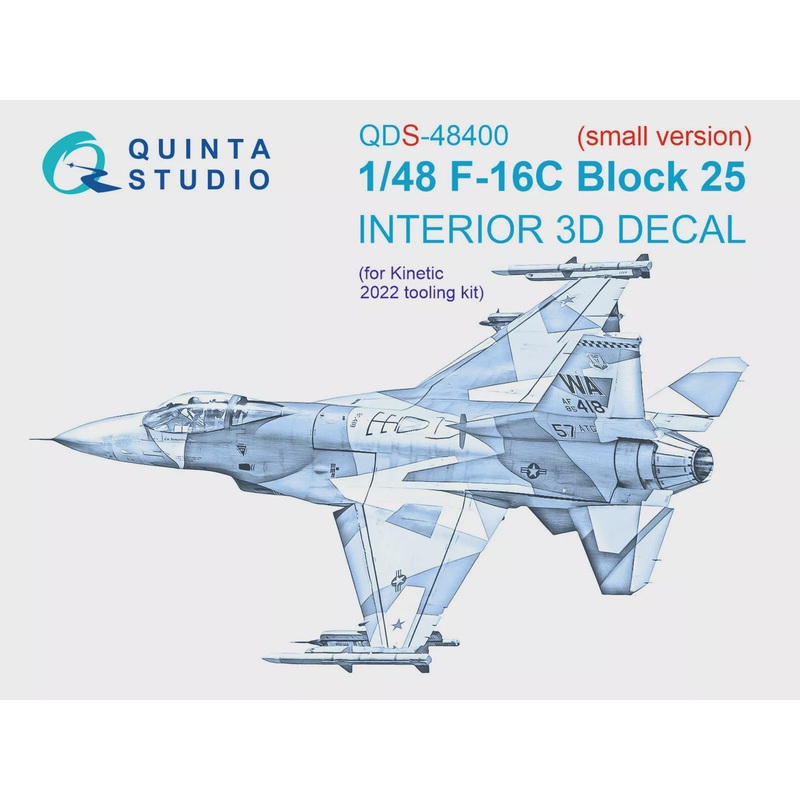 Quinta Studio QDS-48400 - 1/48 F-16C block 25 3D-Printed & Coloured Interior (Kinetic 2022 tool) Small version