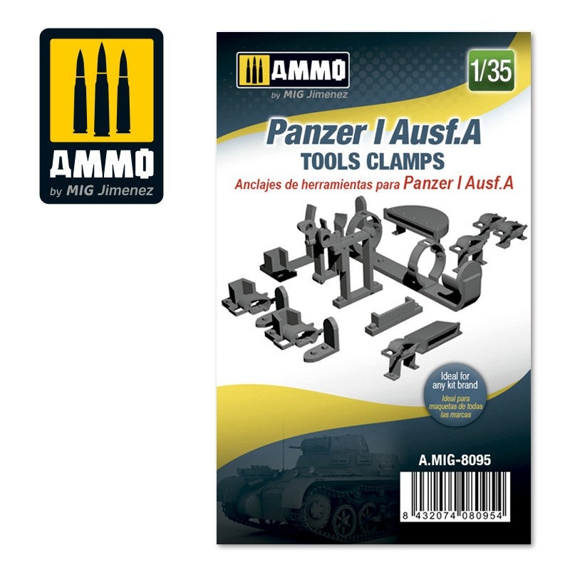 AMMO 8095 - 1/35 Panzer I Ausf.A Tools Clamps (Resin)
