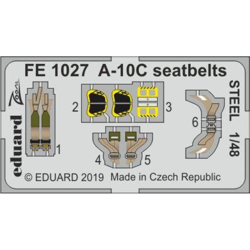 Eduard - 1/48 A-10C Seatbelts STEEL (Color Photo-etched)(for Italeri) FE1027
