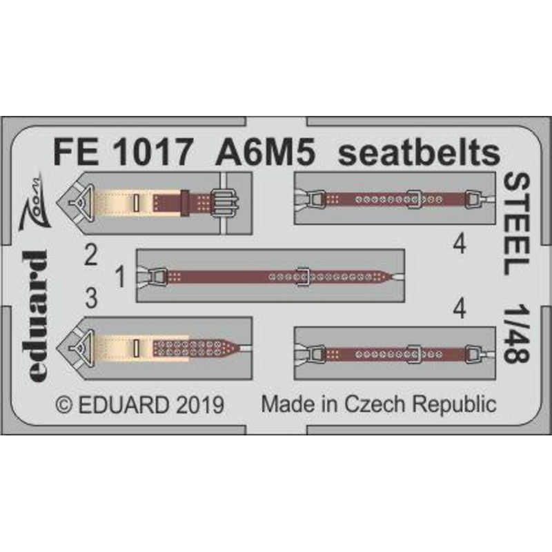 Eduard - 1/48 A6M5 Seatbelts STEEL (Color Photo-etched)(for Tamiya) FE1017