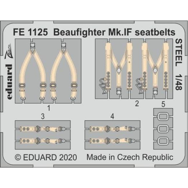 Eduard - 1/48 Beaufighter Mk.IF Seatbelts STEEL (Color Photo-etched)(for Revell) FE1125