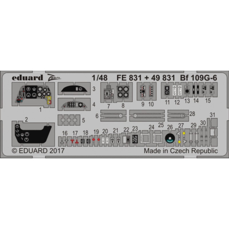 Eduard - 1/48 Bf 109G-6 (Color Photo-etched)(for Zvezda) 49831