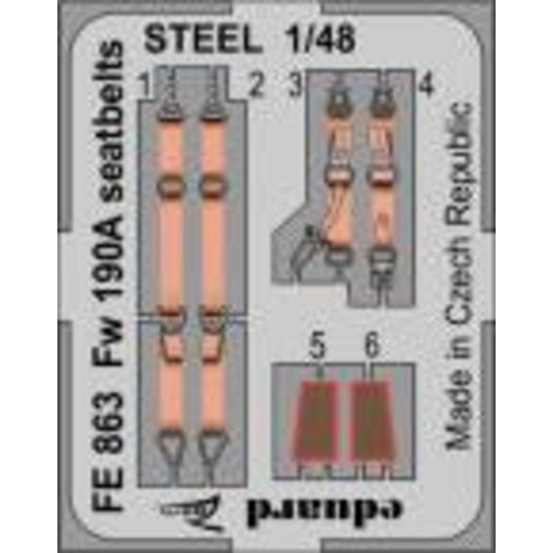 Eduard - 1/48 Fw 190A Seatbelts STEEL (Color Photo-etched)(for Eduard) FE863