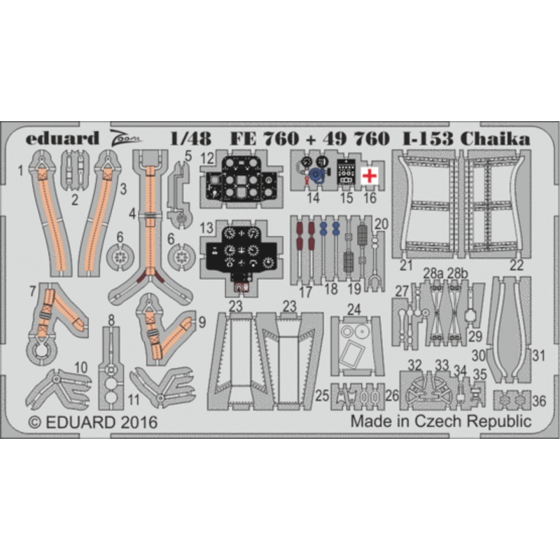 Eduard - 1/48 I-153 Chaika (Color Photo-etched)(for ICM) FE760