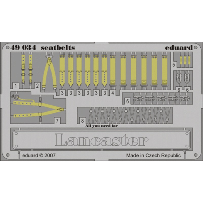 Eduard - 1/48 Lancaster Seatbelts (Color Photo-etched)(for Tamiya) 49034