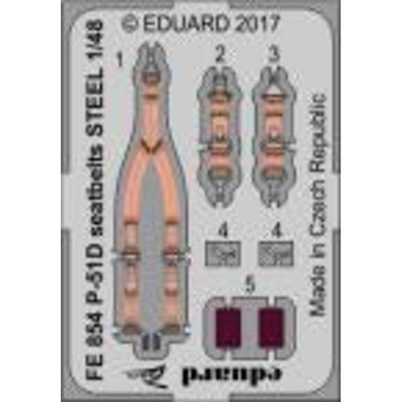 Eduard - 1/48 P-51D Seatbelts STEEL (Color Photo-etched)(for Airfix) FE854