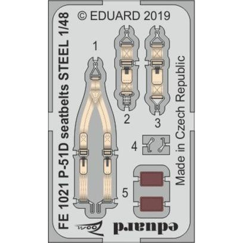 Eduard - 1/48 P-51D Seatbelts STEEL (Color Photo-etched)(for Eduard) FE1021