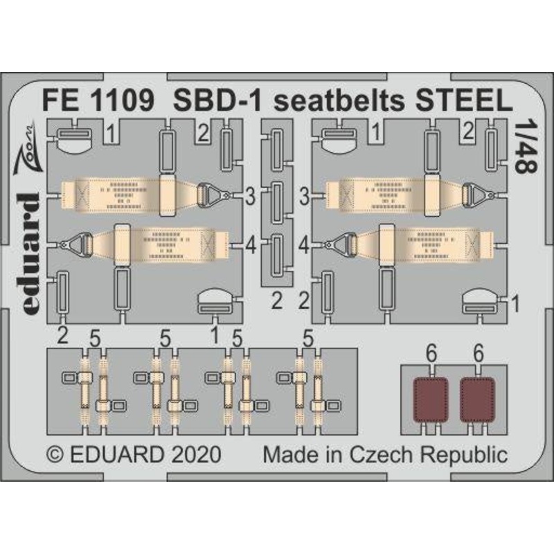 Eduard - 1/48 SBD-1 Seatbelts STEEL (Color Photo-etched)(for Academy) FE1109