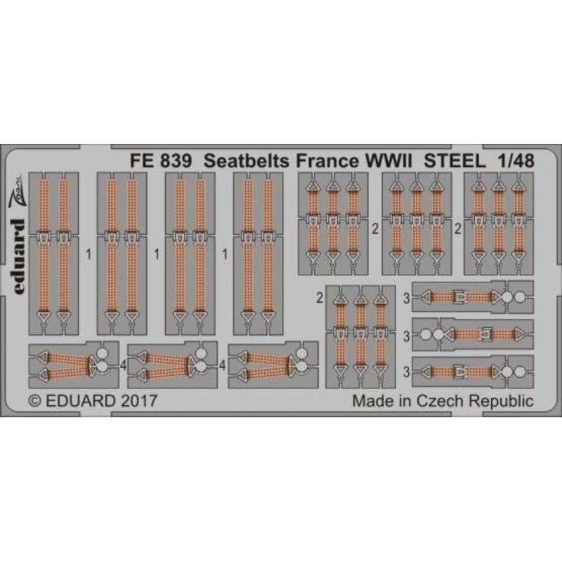 Eduard - 1/48 Seatbelts France WWII STEEL (Color Photo-etched) FE839